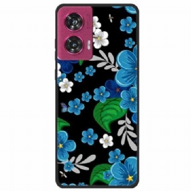 Deksel Motorola Edge 50 Fusion Blå Blomster Beskyttelse Deksel