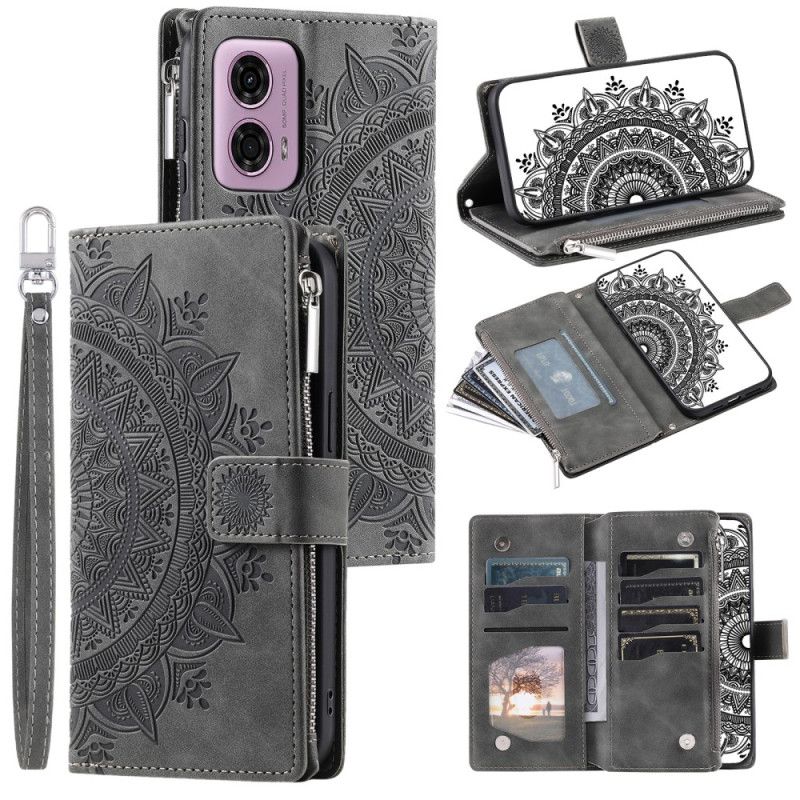 Folio Deksel Motorola Edge 50 Fusion Mandala Flower Suede Effect Lommebok