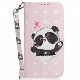 Folio Deksel Oppo Reno 12f 5g Panda Love Med Stropp