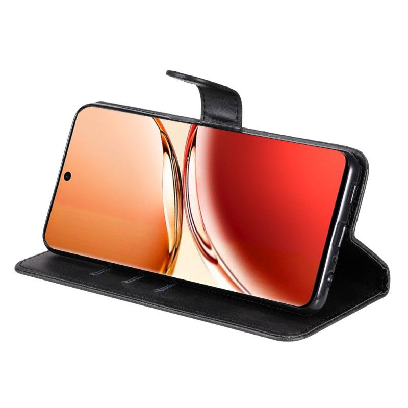 Lærdeksel Folio Deksel Oppo Reno 12f 5g Lommebok Med Glidelås