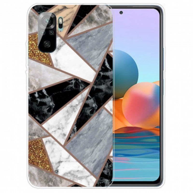 Deksel Til Xiaomi Redmi Note 10 / 10S Marmor Med Intens Geometri