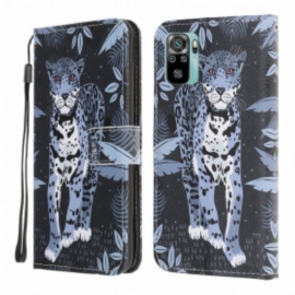 Folio Deksel Til Xiaomi Redmi Note 10 / 10S Med Kjede Strappy Leopard