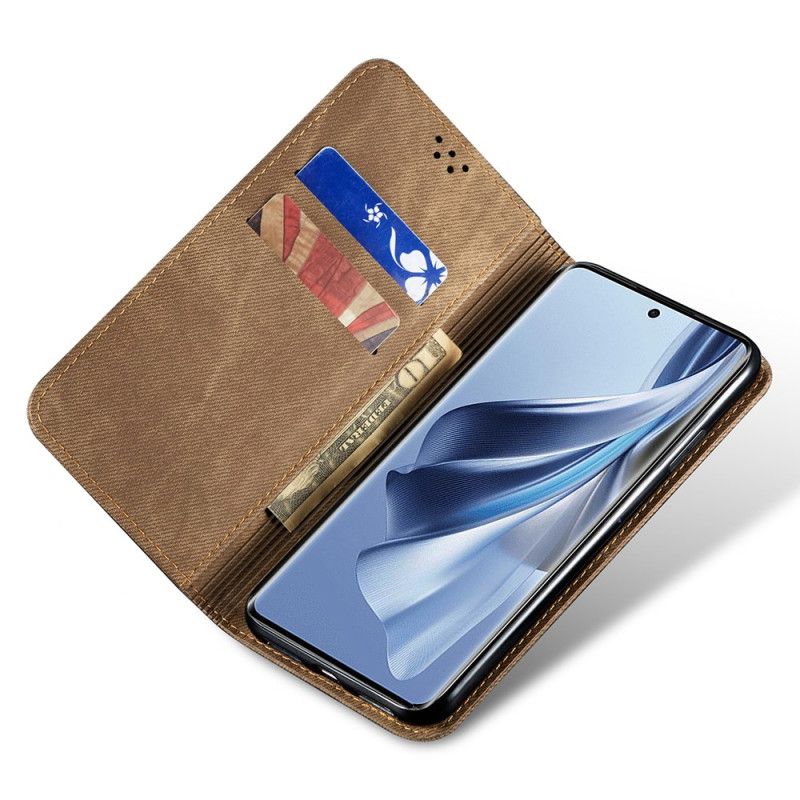 Folio Deksel Oppo Reno 12 Pro 5g Jeansstoff Beskyttelse Deksel