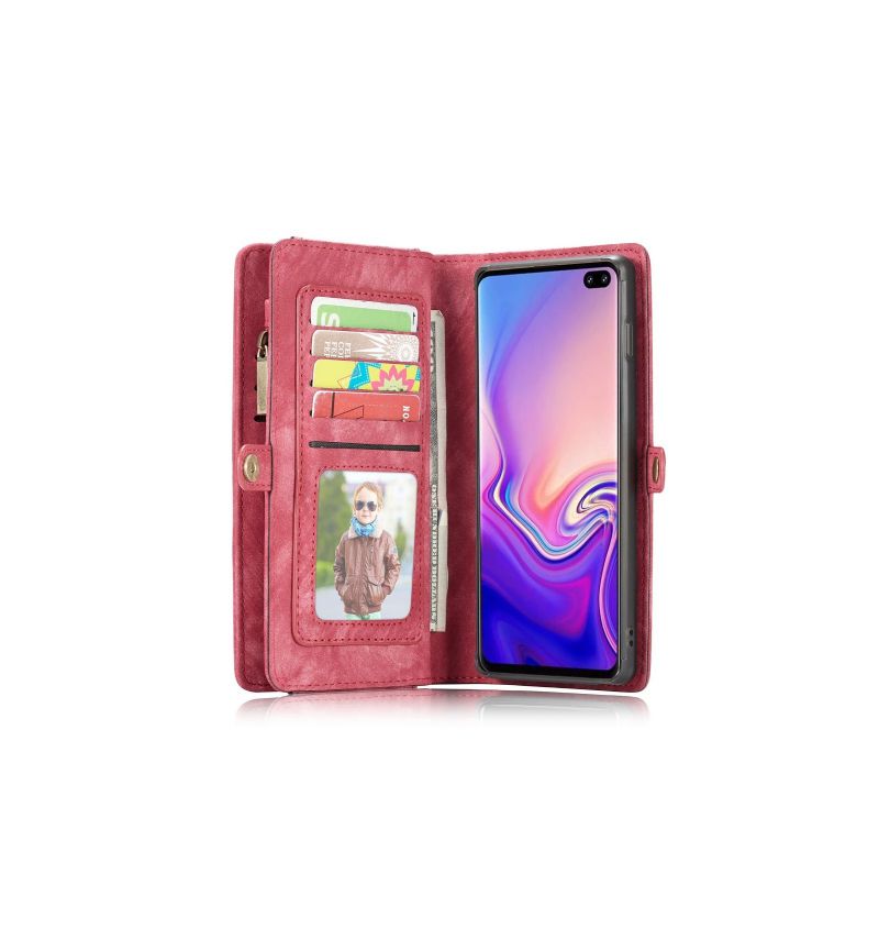 Deksel Etui Til Samsung Galaxy S10 Lommebok Og Rød Sak