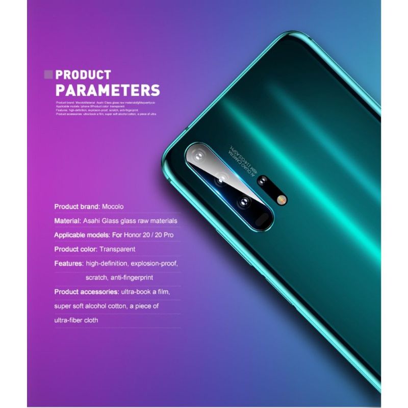 Honor 20 / 20 Pro - 2 Herdet Glassfilmer For Bakre Kameralinse