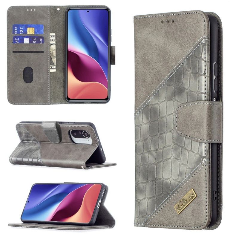 Folio Deksel Til Xiaomi Mi 11i / Poco F3 Anti-fall Croc Look Skinneffekt