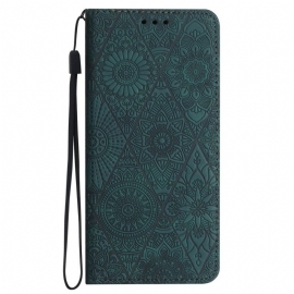 Folio Deksel Lær Samsung Galaxy A15 5g Mobildeksel Patchwork Med Stropp