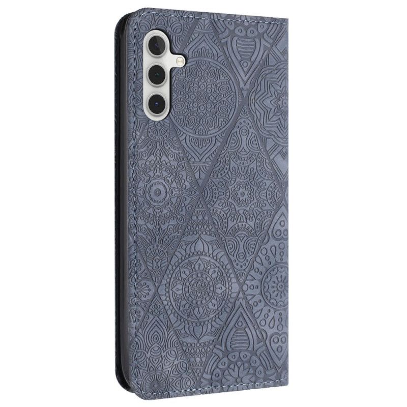 Folio Deksel Lær Samsung Galaxy A15 5g Mobildeksel Patchwork Med Stropp