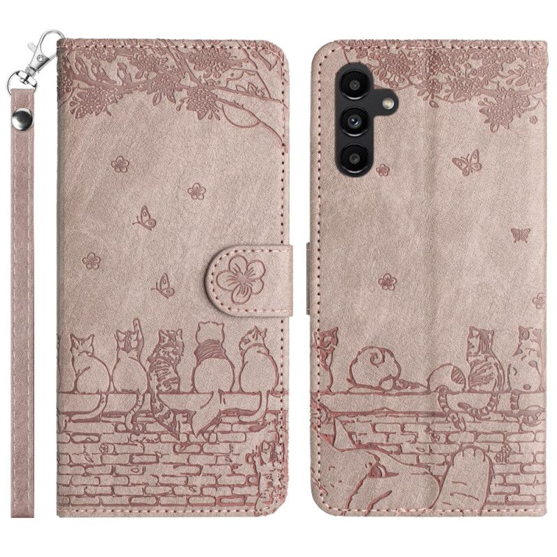 Lærdeksel Folio Deksel Samsung Galaxy A15 5g Mobildeksel Band Of Thong Cats