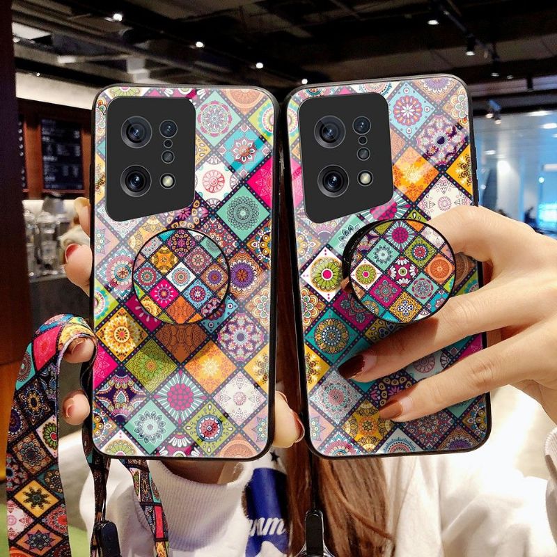 Deksel Til Oppo Find X5 Mandala Kaleidoskop Med Stativ