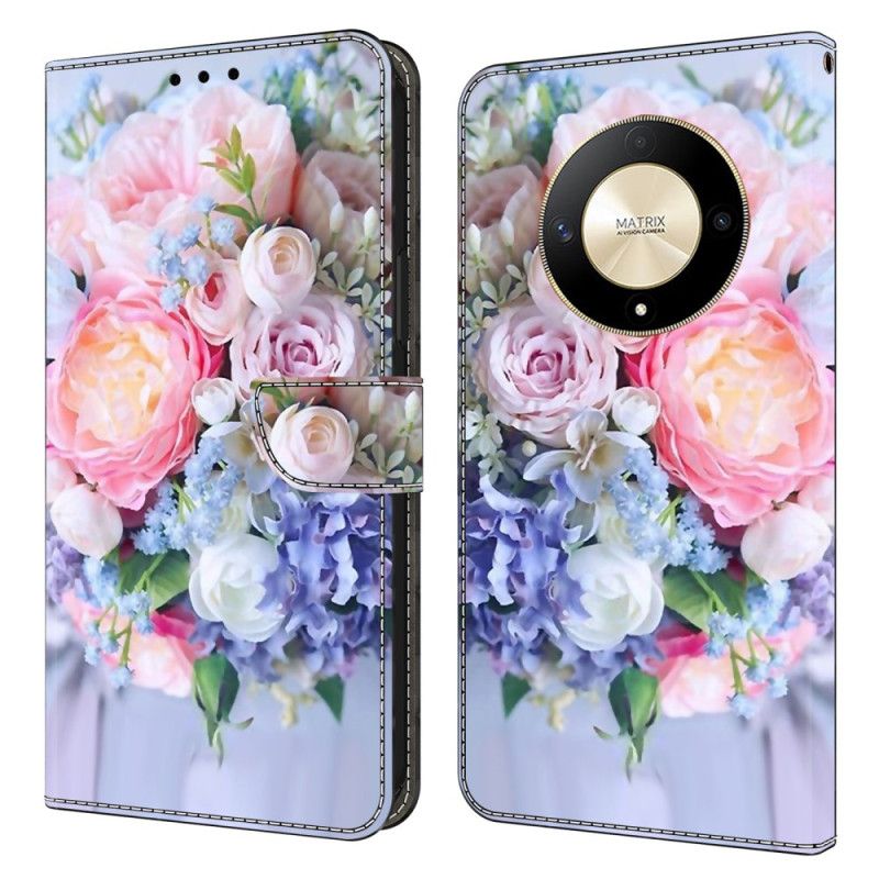 Folio Deksel Honor X9b / Magic 6 Lite Fargerike Blomster Beskyttelse Deksel