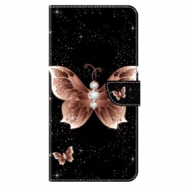 Lærdeksel Folio Deksel Honor X9b / Magic 6 Lite Mobildeksel Pink Diamond Butterfly