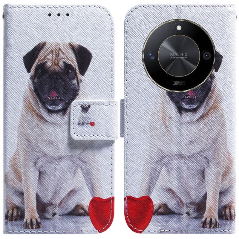 Lærdeksel Folio Deksel Honor X9b / Magic 6 Lite Mobildeksel Pug Dog