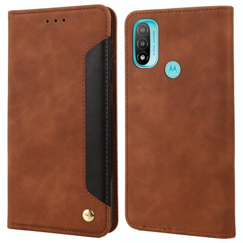 Beskyttelse Deksel Til Moto E40 / E30 / E20 Folio Deksel Tofarget Business Leather Effect