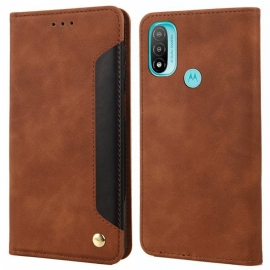 Beskyttelse Deksel Til Moto E40 / E30 / E20 Folio Deksel Tofarget Business Leather Effect