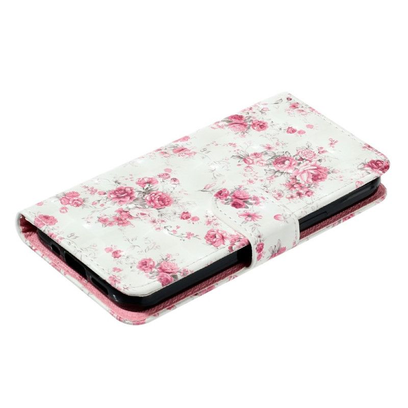 Folio Deksel Xiaomi 14t Rosa Blomster Med Stropp