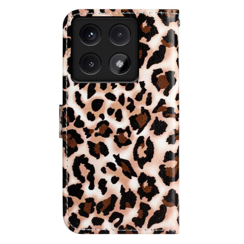 Lærdeksel Folio Deksel Xiaomi 14t Mobildeksel Leopardtrykk