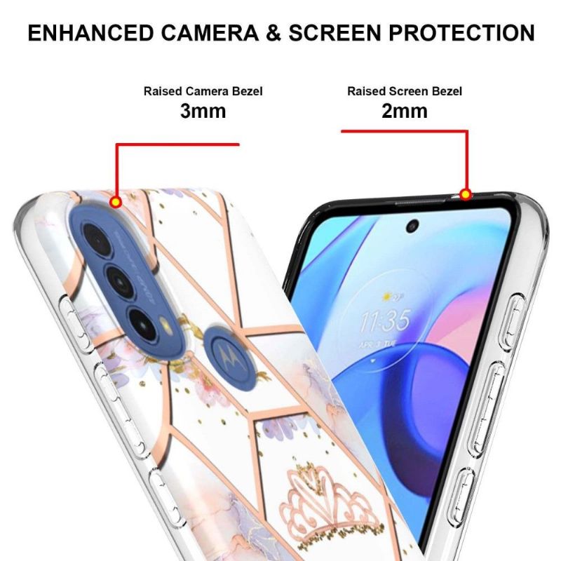 Deksel Til Motorola Moto E20 / E30 / E40 Marmor Og Krone