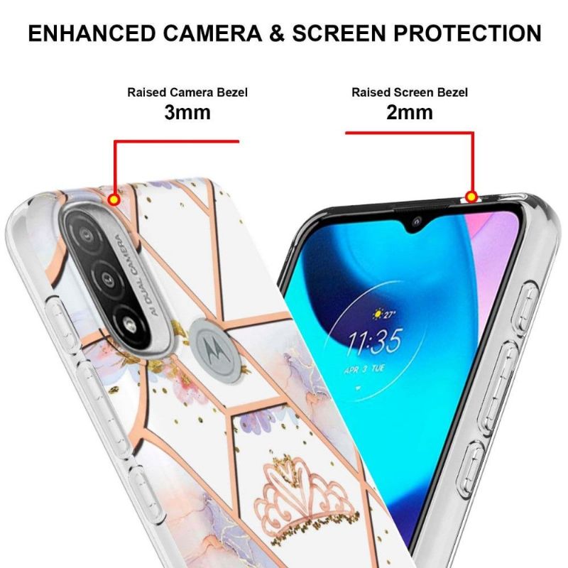 Deksel Til Motorola Moto E20 / E30 / E40 Marmor Og Krone