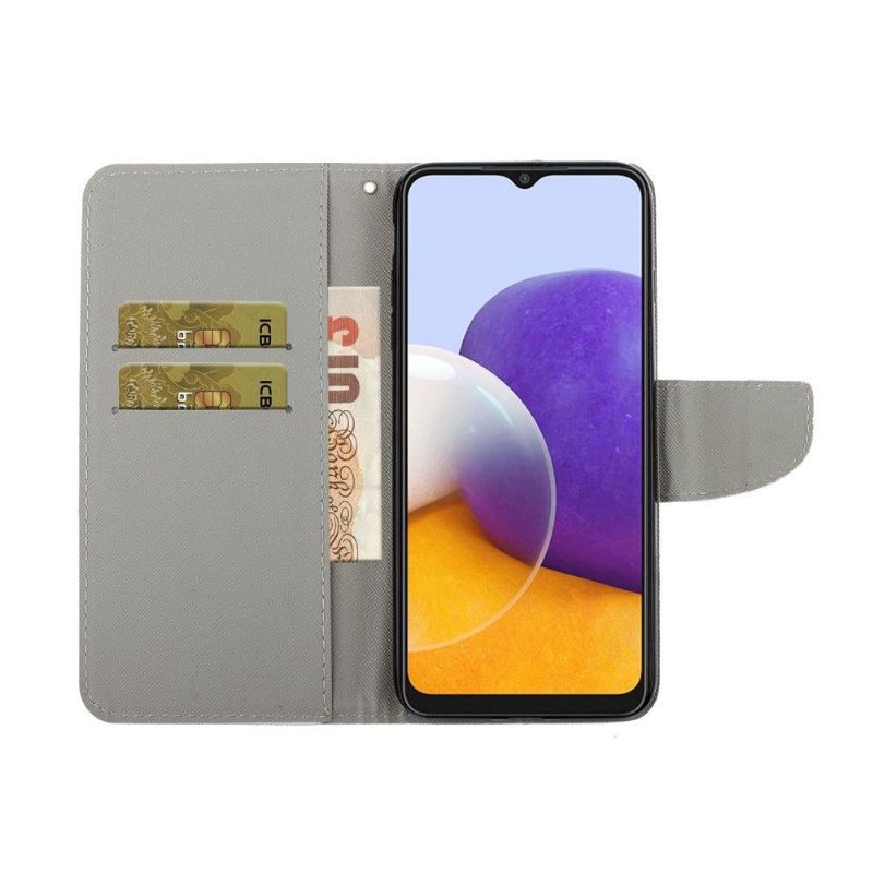 Folio Deksel Til Samsung Galaxy A22 4G Anti-fall Oransje Sommerfugler Blomster