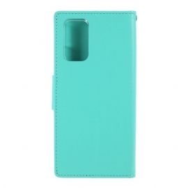 Lærdeksel Til Samsung Galaxy Note 20 Bravo Series Faux Leather - Cyan