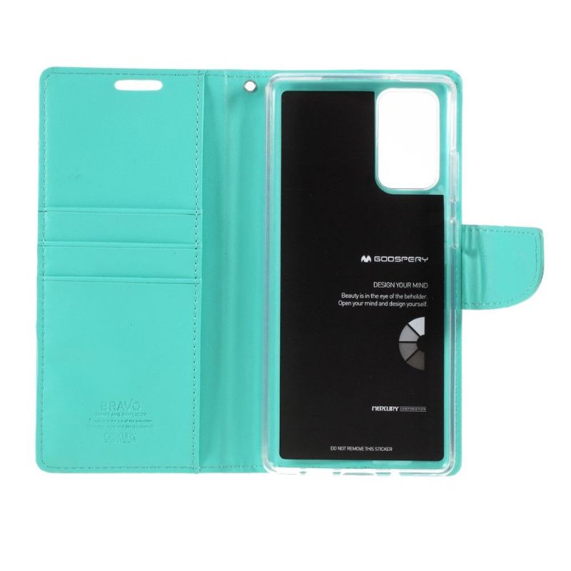 Lærdeksel Til Samsung Galaxy Note 20 Bravo Series Faux Leather - Cyan