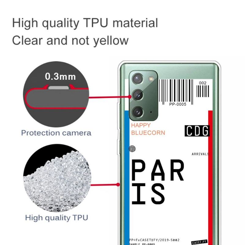 Mobildeksel Til Samsung Galaxy Note 20 Boardingkort 02 Paris