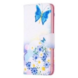 Folio Deksel Google Pixel 8a Sommerfugler Og Blomster Akvarell Beskyttelse Deksel