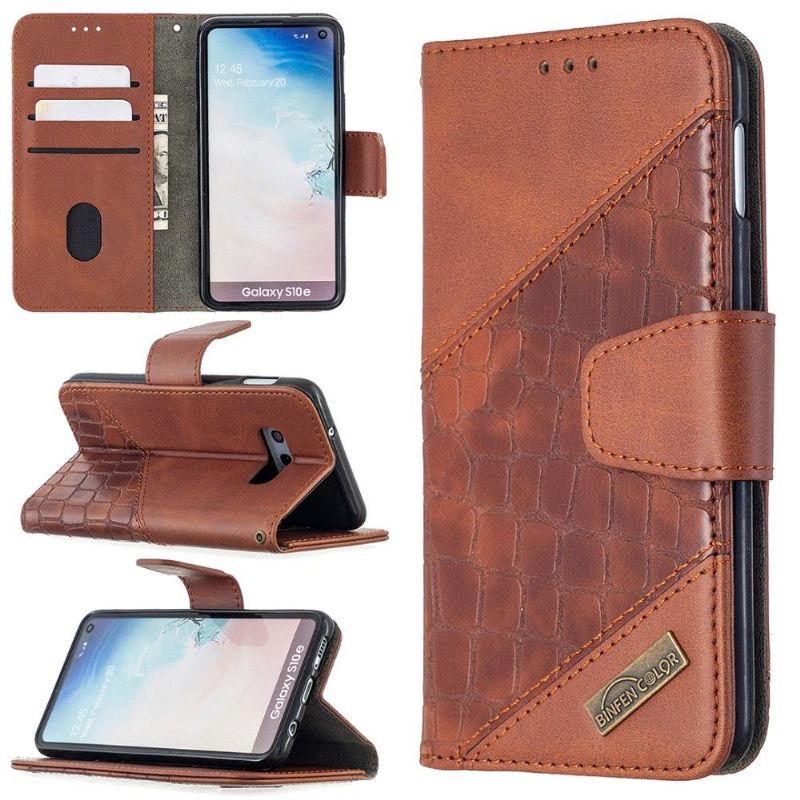 Folio Deksel Til Samsung Galaxy S10e Croc Aspect Leather Effect