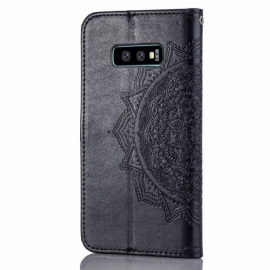 Folio Deksel Til Samsung Galaxy S10e Mandala I Preget Kunstskinn