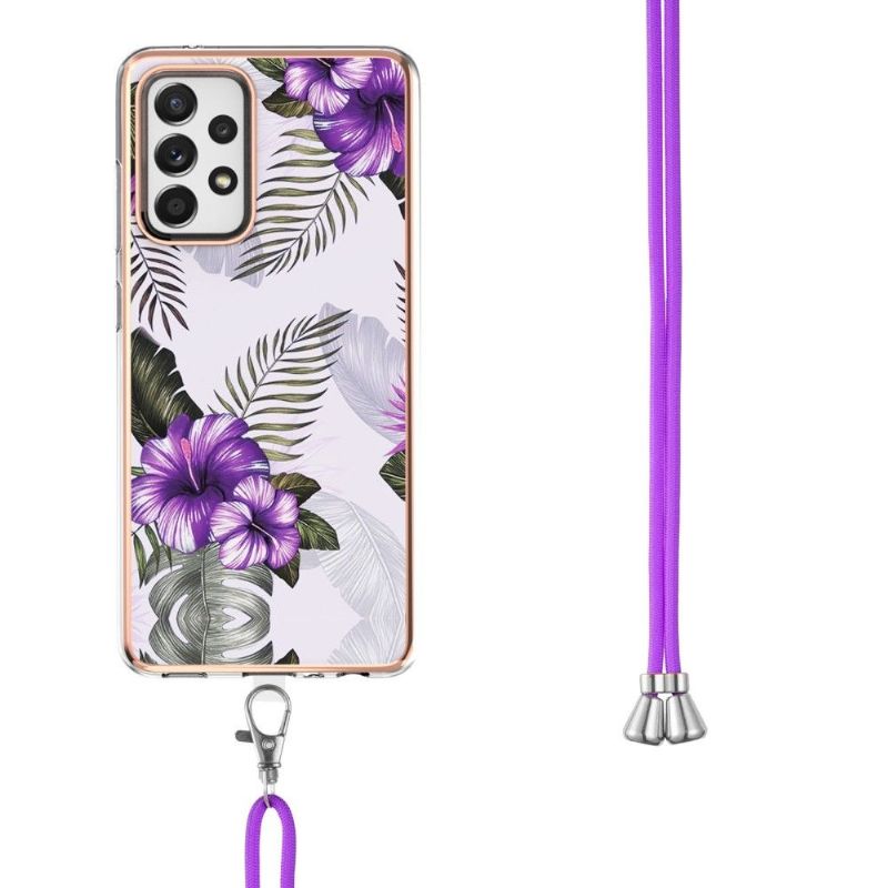 Deksel Til Samsung Galaxy A52 5G / A52 4G / A52s 5G Anti-fall Med Snor Eksotiske Blomster