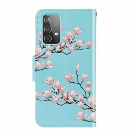 Folio Deksel Til Samsung Galaxy A52 5G / A52 4G / A52s 5G Anti-fall Hvite Blomster