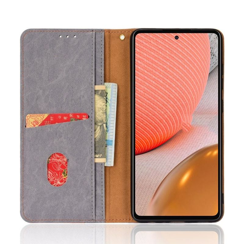 Lærdeksel Til Samsung Galaxy A52 5G / A52 4G / A52s 5G Originalitet Folio Deksel Retro Kunstskinn