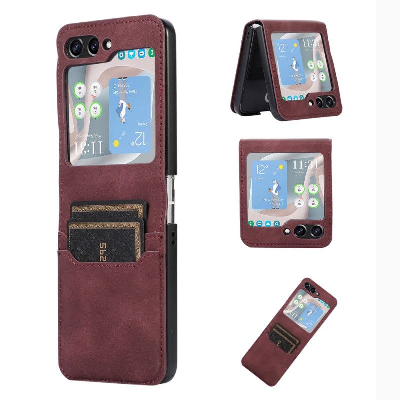 Etui Samsung Galaxy Z Flip 5 Retro Kortholder I Skinneffekt