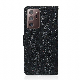 Folio Deksel Til Samsung Galaxy Note 20 Ultra Glitterkortholder