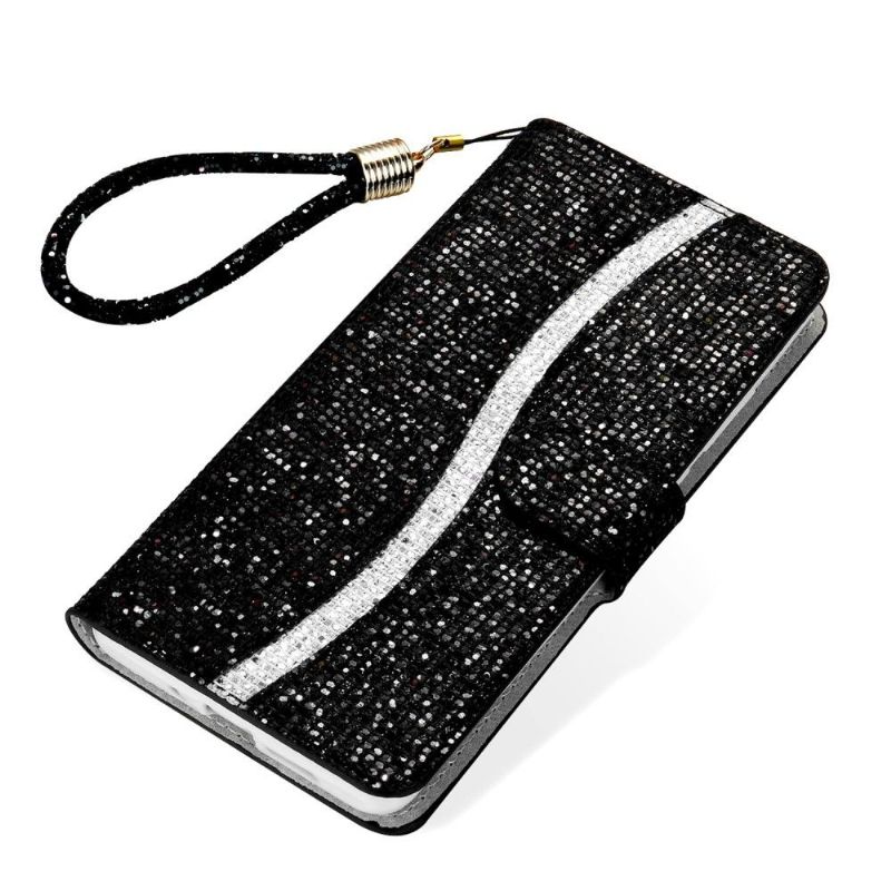 Folio Deksel Til Samsung Galaxy Note 20 Ultra Glitterkortholder