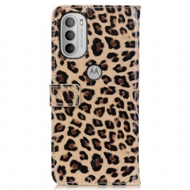 Folio Deksel Til Motorola Moto G31 / Moto G41 Anti-fall Leopardstil I Kunstskinn