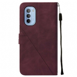 Folio Deksel Til Motorola Moto G31 / Moto G41 Anti-fall Skinneffekt Med Geometrisk Design