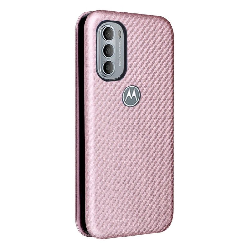 Folio Deksel Til Motorola Moto G31 / Moto G41 Carbon Fiber Leathette