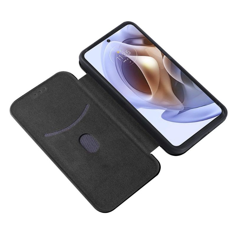 Folio Deksel Til Motorola Moto G31 / Moto G41 Carbon Fiber Leathette