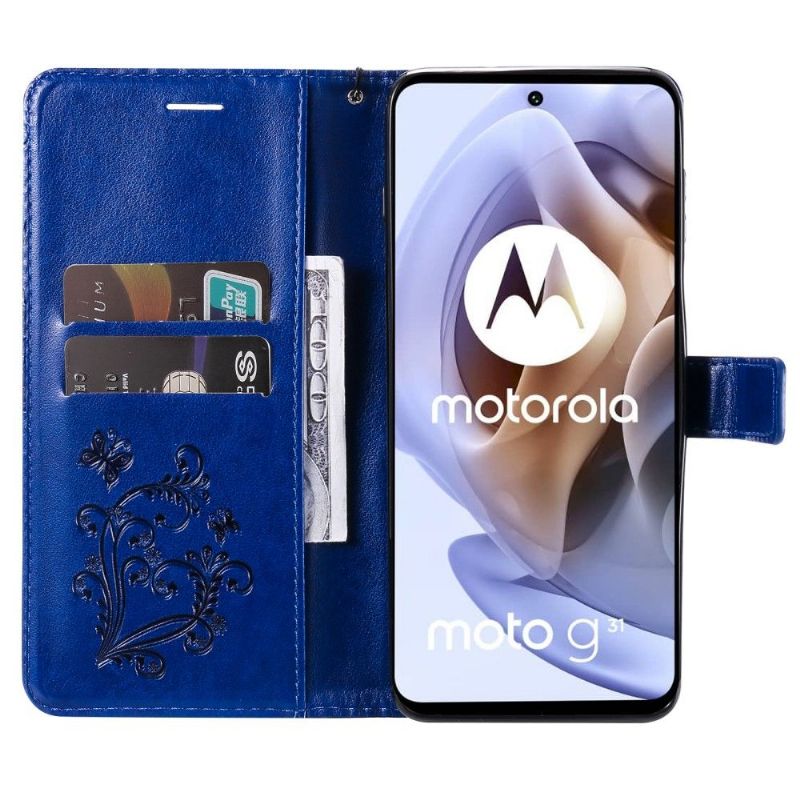 Folio Deksel Til Motorola Moto G31 / Moto G41 Støttefunksjon Sommerfugler