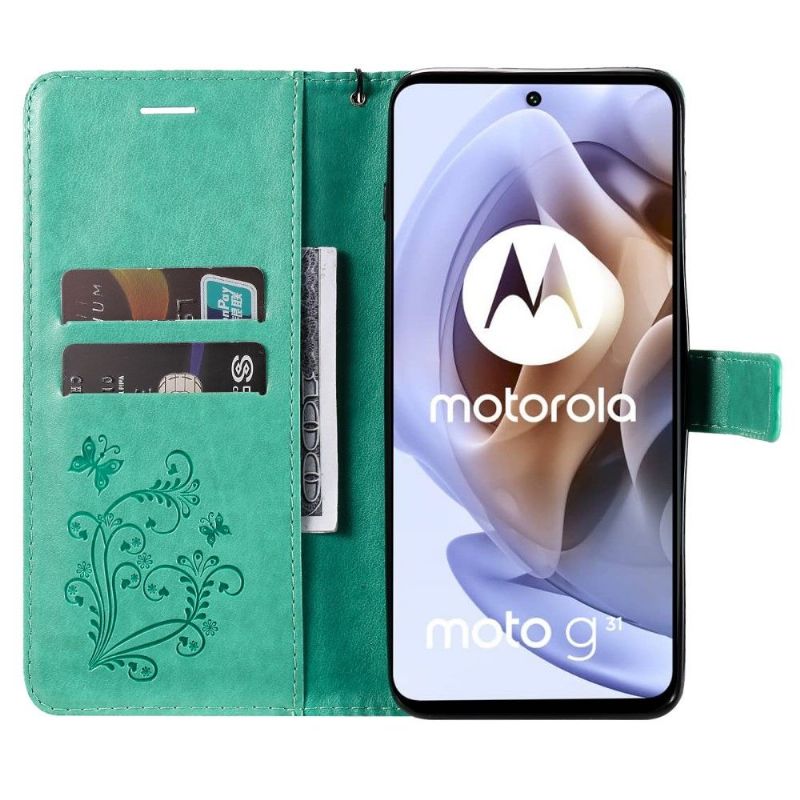 Folio Deksel Til Motorola Moto G31 / Moto G41 Støttefunksjon Sommerfugler