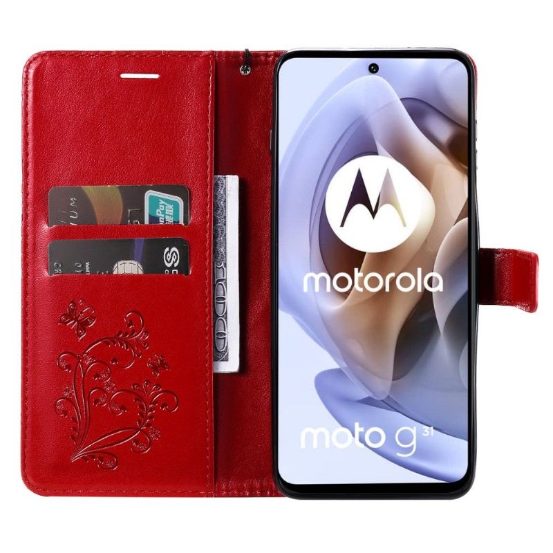 Folio Deksel Til Motorola Moto G31 / Moto G41 Støttefunksjon Sommerfugler