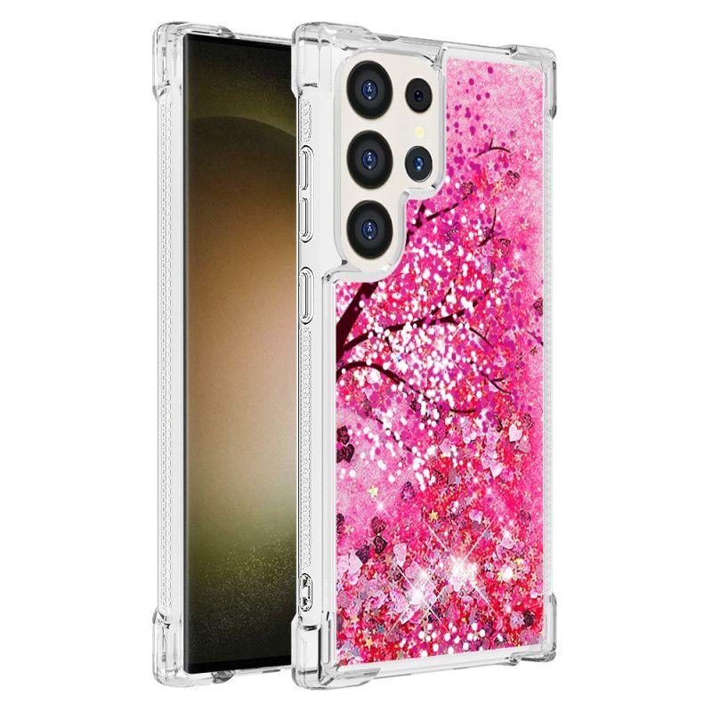 Deksel Samsung Galaxy S24 Ultra 5g Mobildeksel Cherry Blossom Paljetter