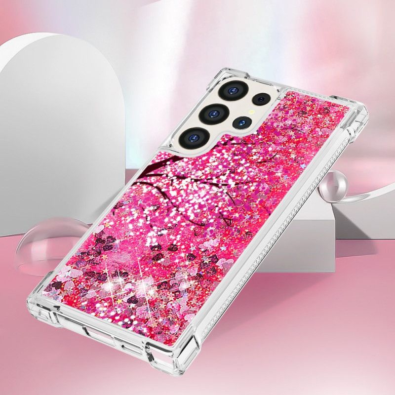 Deksel Samsung Galaxy S24 Ultra 5g Mobildeksel Cherry Blossom Paljetter