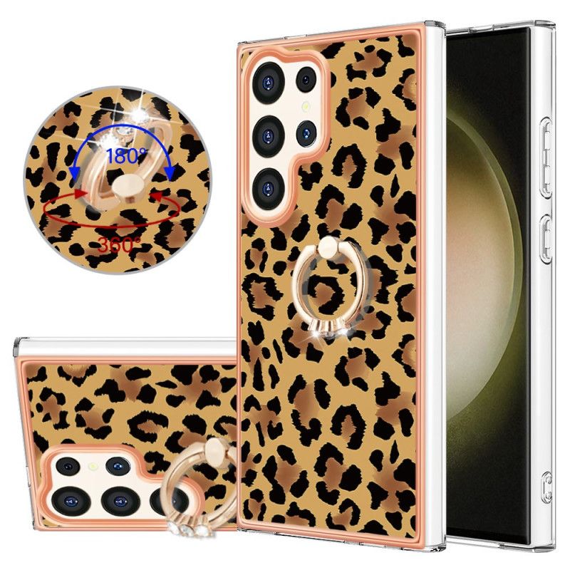 Deksel Samsung Galaxy S24 Ultra 5g Mobildeksel Med Leopard Print Ring Holder