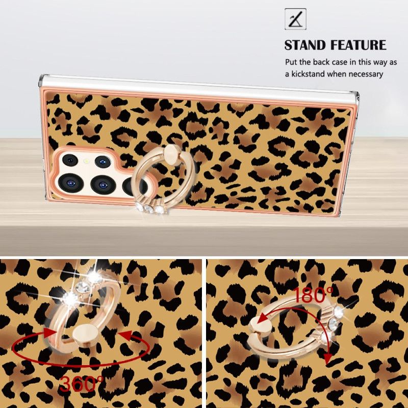 Deksel Samsung Galaxy S24 Ultra 5g Mobildeksel Med Leopard Print Ring Holder