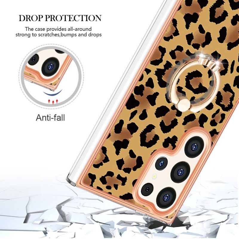 Deksel Samsung Galaxy S24 Ultra 5g Mobildeksel Med Leopard Print Ring Holder