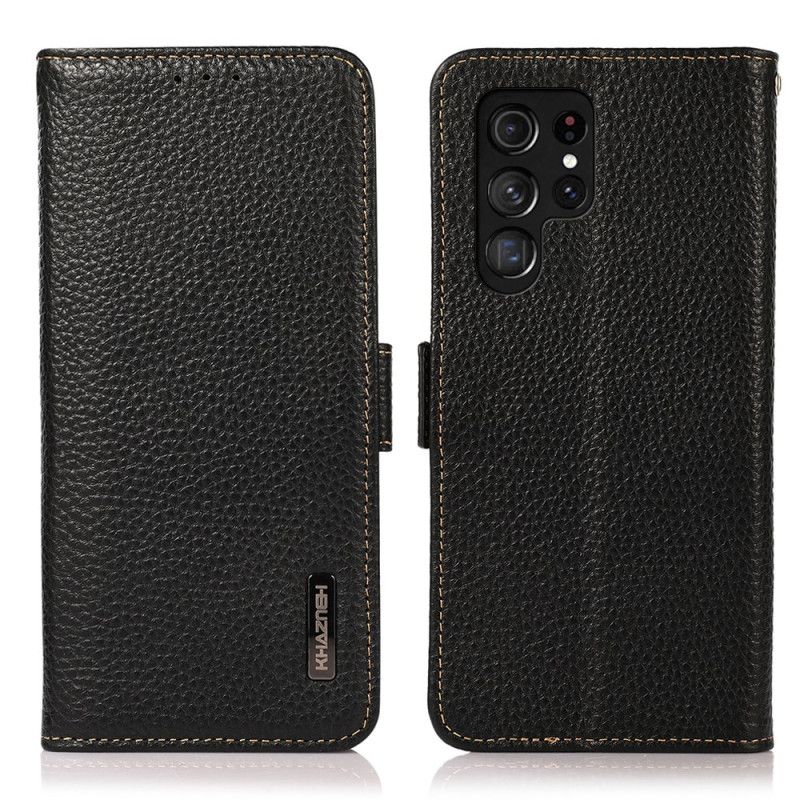 Folio Deksel Samsung Galaxy S24 Ultra 5g Khazneh Litchi Leather Beskyttelse Deksel