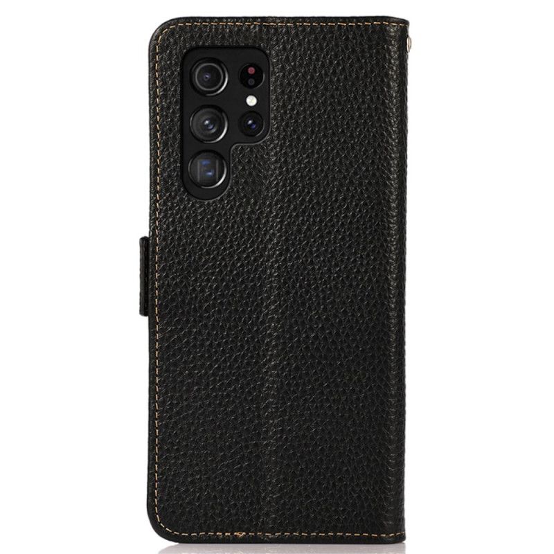 Folio Deksel Samsung Galaxy S24 Ultra 5g Khazneh Litchi Leather Beskyttelse Deksel